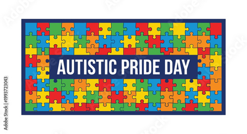 Autistic pride day celebration a colorful puzzle piece representation