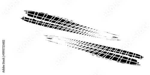 Black tire marks on road, Black rubber tire marks and tread marks, Tire trace track wheels texture and background, Auto tire tread grunge