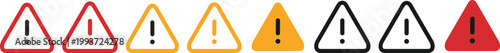 Vector art of colorful warning signs with exclamation marks