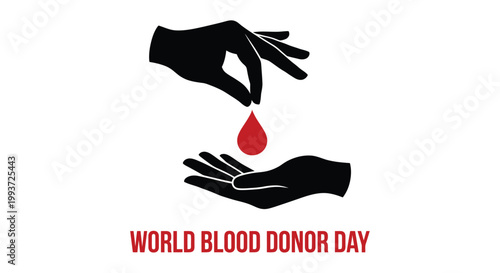 World blood donor day illustration hands holding a drop of blood