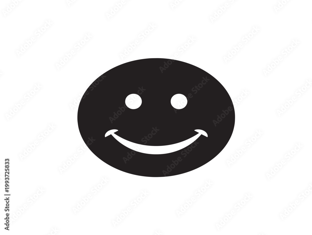 Obraz premium smiling face emoji vector illustration, minimalist black flat design icon