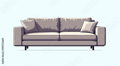 Elegant modern minimalist sofa illustration, ideal for contemporary home interiors and comfortable living spaces, a clean flat vector design