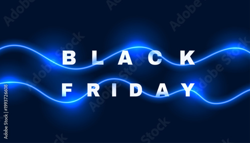 elegant black friday sale event background with glowing wavy motion effect