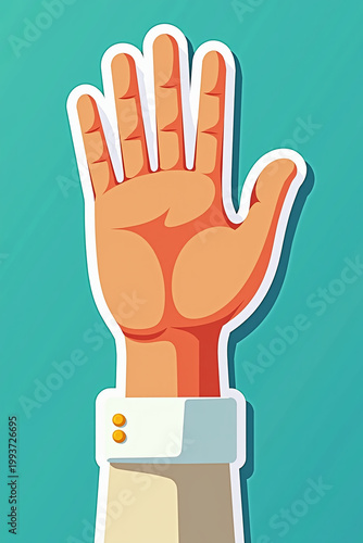Friendly Hand Waving Greeting Sticker Style in Vibrant Colors