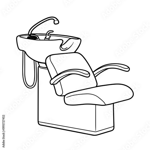 Hair washing station with reclining chair in minimalist style  