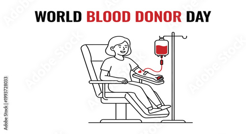 World blood donor day illustration a person donating blood for a noble cause