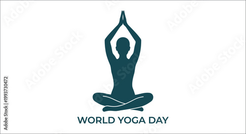 World yoga day illustration silhouette of a person in lotus position