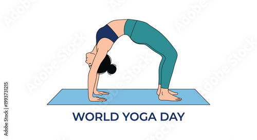 Yoga backbend illustration for world yoga day celebration