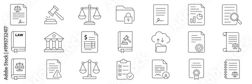 Survey and feedback icons set representing forms, ratings, reviews, customer response, data collection, evaluation and communication. Editable Stroke. Checklist document icon set. Exam icons.
