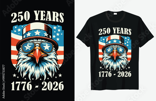 Patriotic eagle design celebrating 250 years of american independence