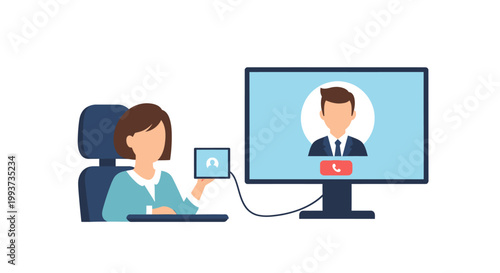 Canvastavla Woman engaged in video conference call with partner on computer screen