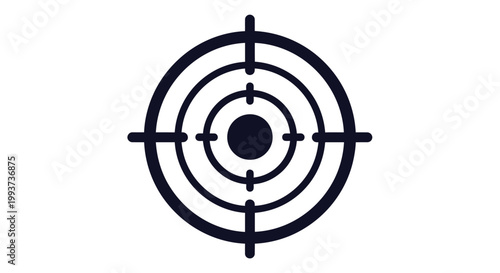 A dark blue target icon with concentric circles and a central dot