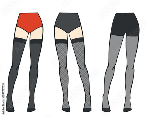 Set of womans tights flat sketch