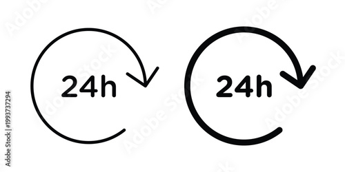 24 hours icon solid glyph and line series icons