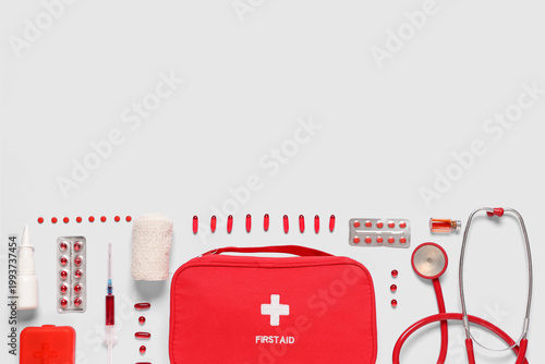 First aid kit with stethosc...
