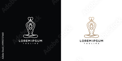 Yoga Pose Logo with Heart Symbol