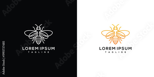 Minimalist Bee Logo Design Vector