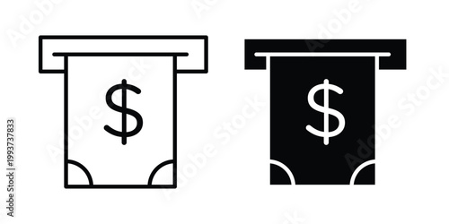 atm cash icon solid glyph and line series icons