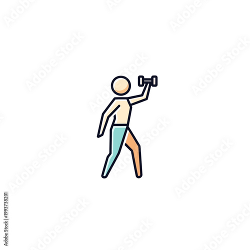 Person exercising with dumbbell.