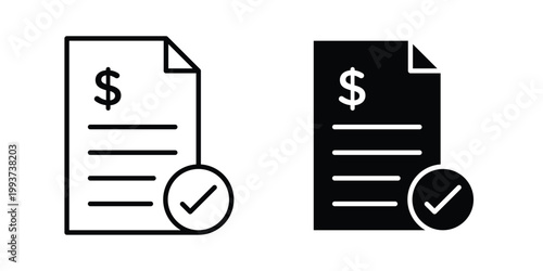 Bill payment icon solid glyph and line series icons