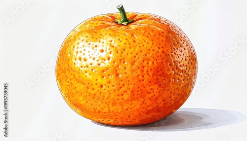 Realistic Illustration of a Single Ripe Orange Fruit on a White Background.