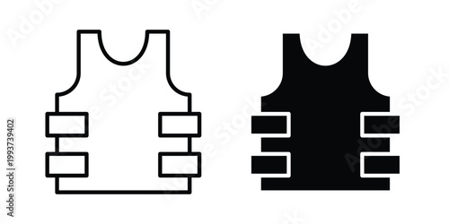 Bulletproof vest icon solid glyph and line series icons
