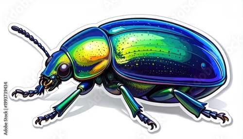 Iridescent Metallic Beetle Insect Macro Photography.