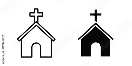 Church icon solid glyph and line series icons