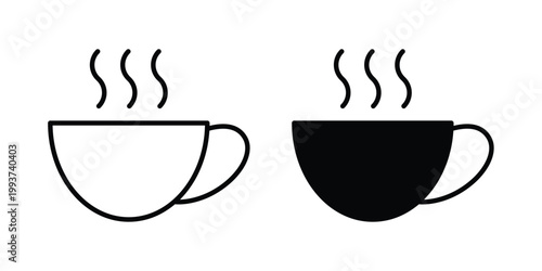 Coffee time icon solid glyph and line series icons