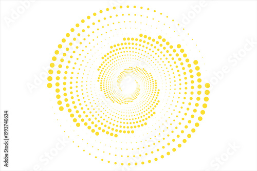Flowing dot particles wave curve pattern yellow and white gradient light isolated on white background in concept of AI technology, science, music. Vector