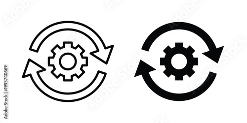 Continuous changes icon solid glyph and line series icons