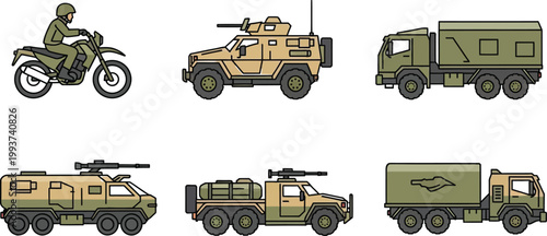 Military vehicle collection motorcycle apcs trucks and support vehicles