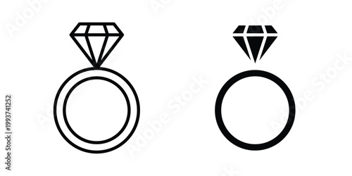 Diamond ring icon solid glyph and line series icons