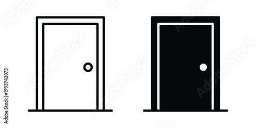 Entrance door icon solid glyph and line series icons