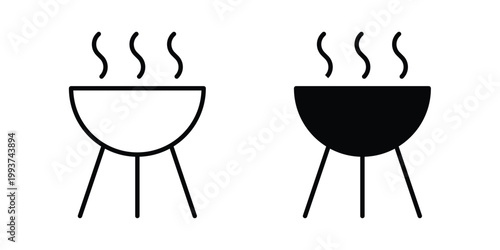 Grill icon solid glyph and line series icons