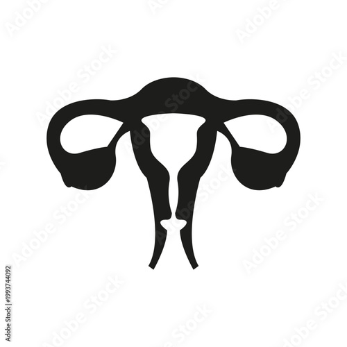 Uterus anatomy icon. Simple black female reproductive system icon for medical, gynecology and healthcare design. Vector illustration.