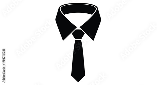 Black silhouette of a collared shirt and necktie on white background