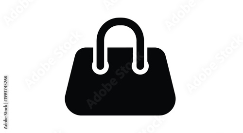 Simple black and white icon of a women s handbag with rounded handles