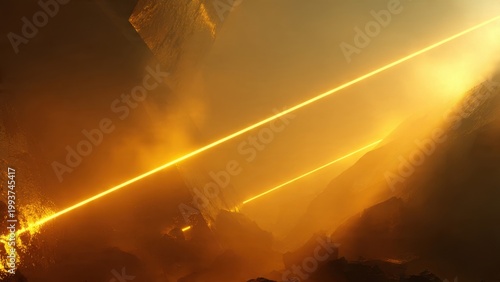 Lava Flow Through Volcanic Crater