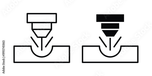 Laser machine icon solid glyph and line series icons