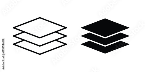 Layers icon solid glyph and line series icons