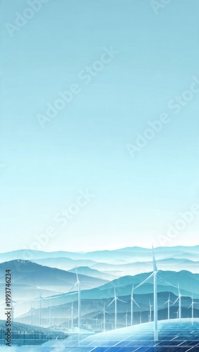 Renewable Energy Landscape with Wind Turbines and Solar Panels