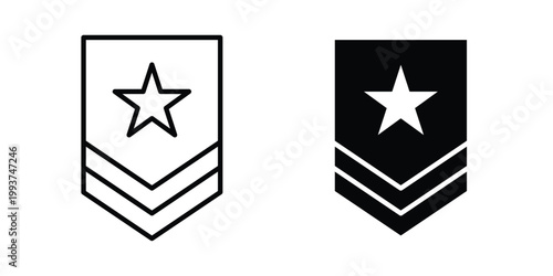 Military rank badge icon solid glyph and line series icons