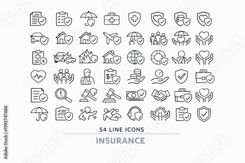 Insurance Line Icons Collection