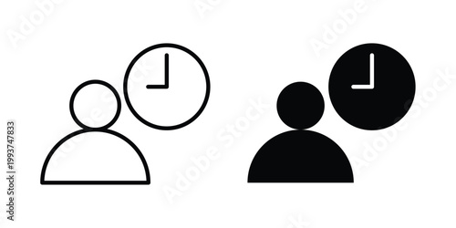 Office hours icon solid glyph and line series icons