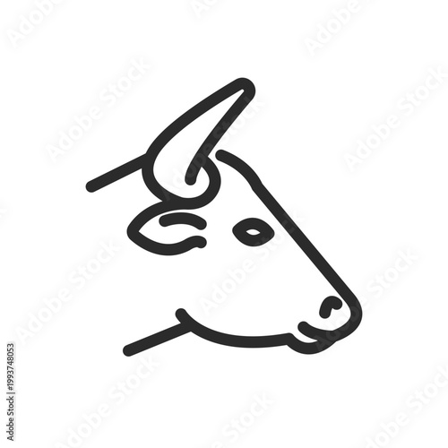 Cow Head Icon. Simple cow head icon for farm, livestock and agriculture concepts. Perfect for dairy industry, rural business and web design projects. Vector illustration