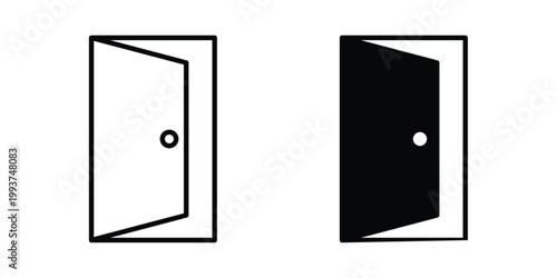 Open door icon solid glyph and line series icons
