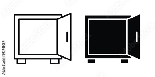 Tableau sur toile Open safe icon solid glyph and line series icons