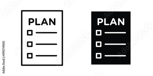 Planning icon solid glyph and line series icons