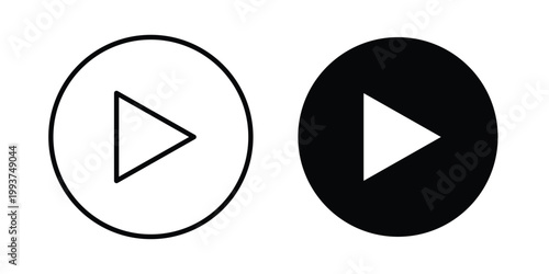 Play icon solid glyph and line series icons